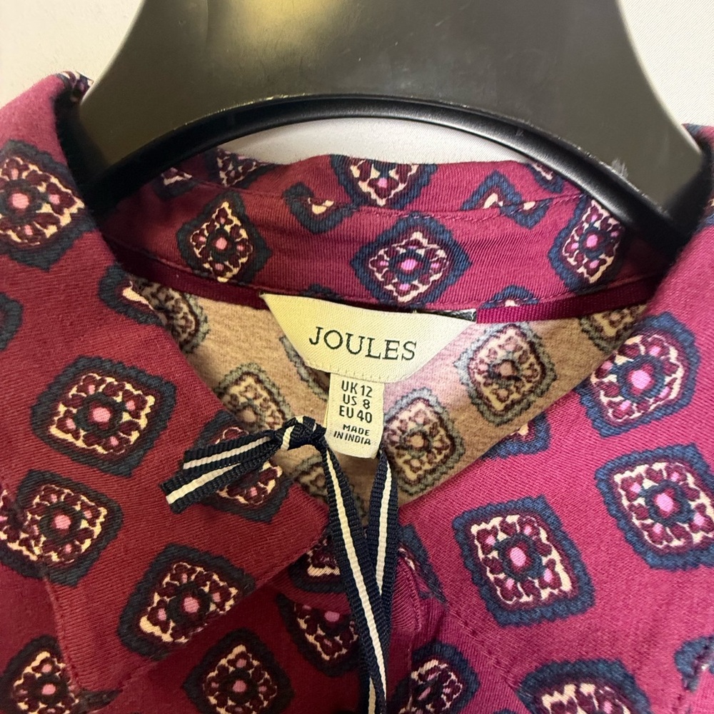Joules Theodora Burgundy Red Jersey Shirt Dress NWT US sz 8 - Picture 4 of 4